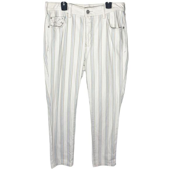 ANTHROPOLOGIE PILCRO Women’s Kenna Cream Striped Floral Slim Pant - Picture 1 of 5